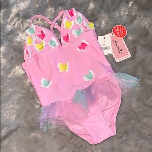 Floatimini Pink Floral Kids Swim One Piece Size 5